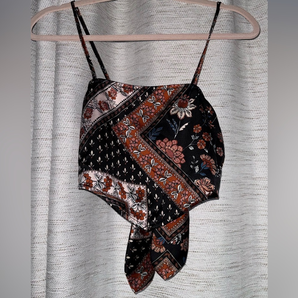 Satin Scarf Tie-Back Top